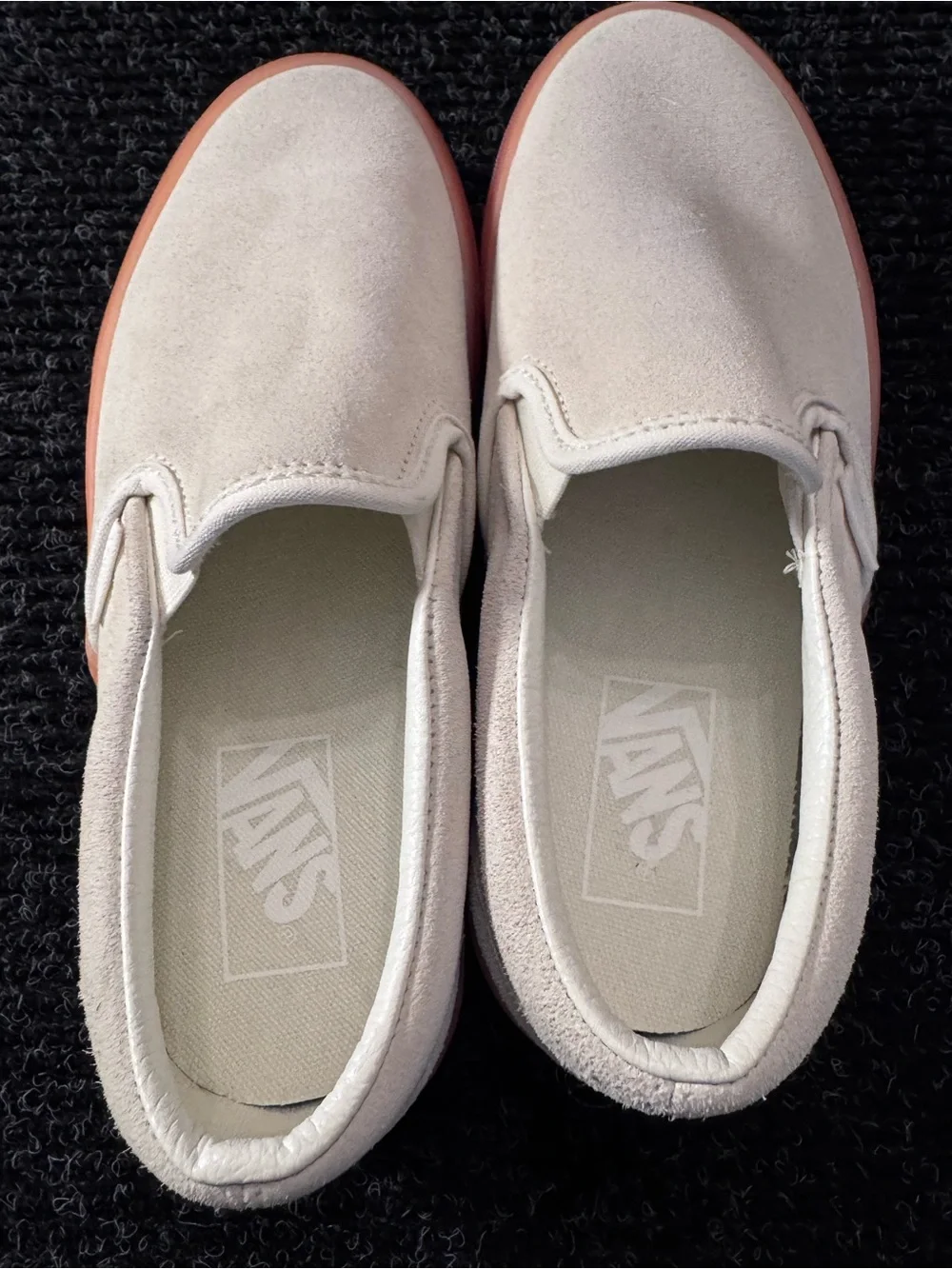 Vans Size 5.5 Men/7 Women Ultra Cush Pro SlipOn Marshmallow White Suede Gum Sole